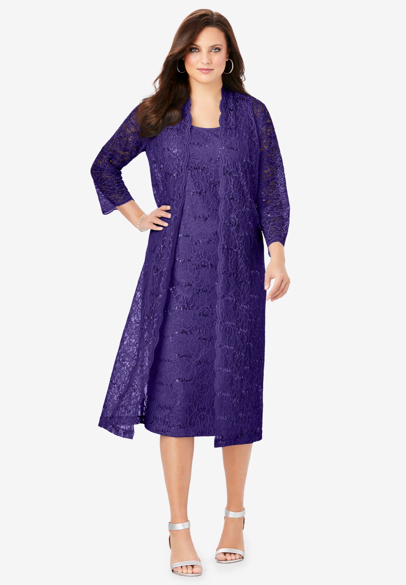 Lace Sequin Jacket Dress Set Brylane Home