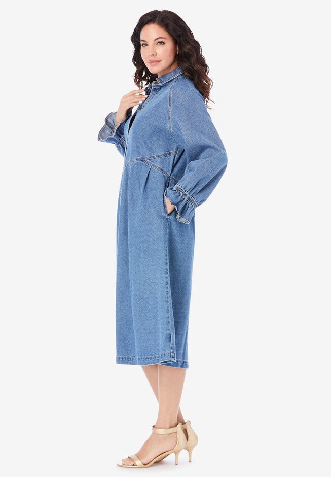 Button Front Denim Dress, , alternate image number 2