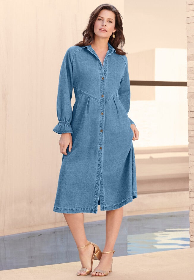 Button Front Denim Dress, , alternate image number 3