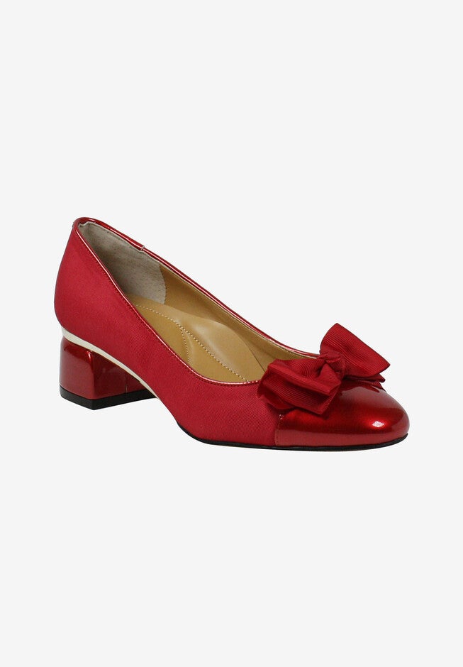 J Renee Gelar Pump, RED GROSGRAIN PATENT, hi-res image number null