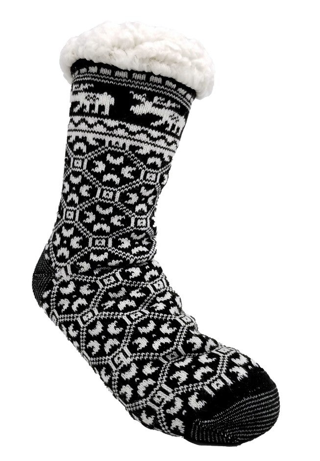 Moose Slipper Socks, BLACK, hi-res image number null