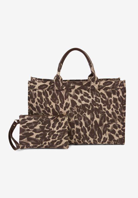 Two-Piece Tote Bag, NATURAL CHEETAH, hi-res image number null