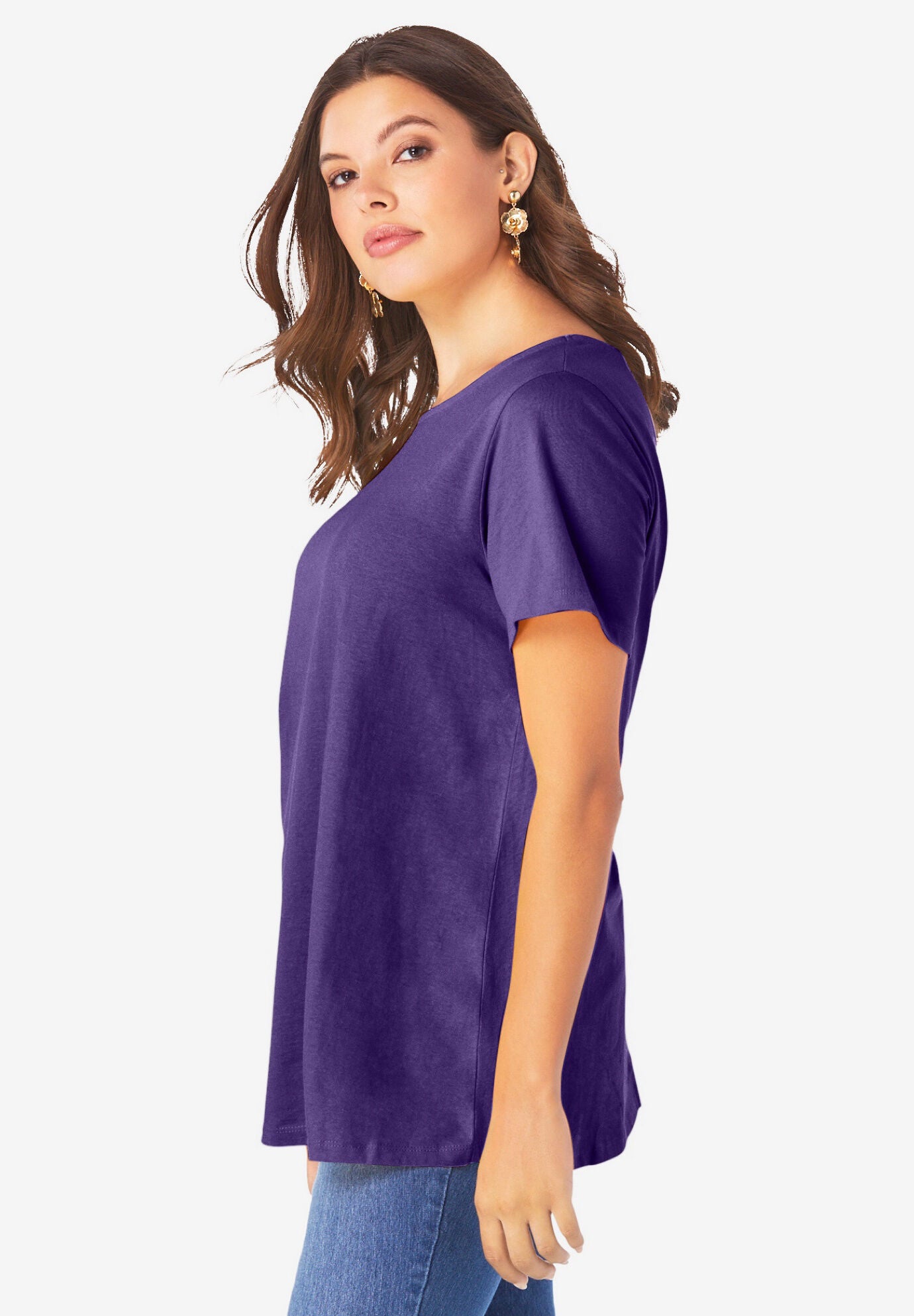 Plus Size Ultimate Cotton Crewneck Short Sleeve Swing Tee, , alternate image number 7
