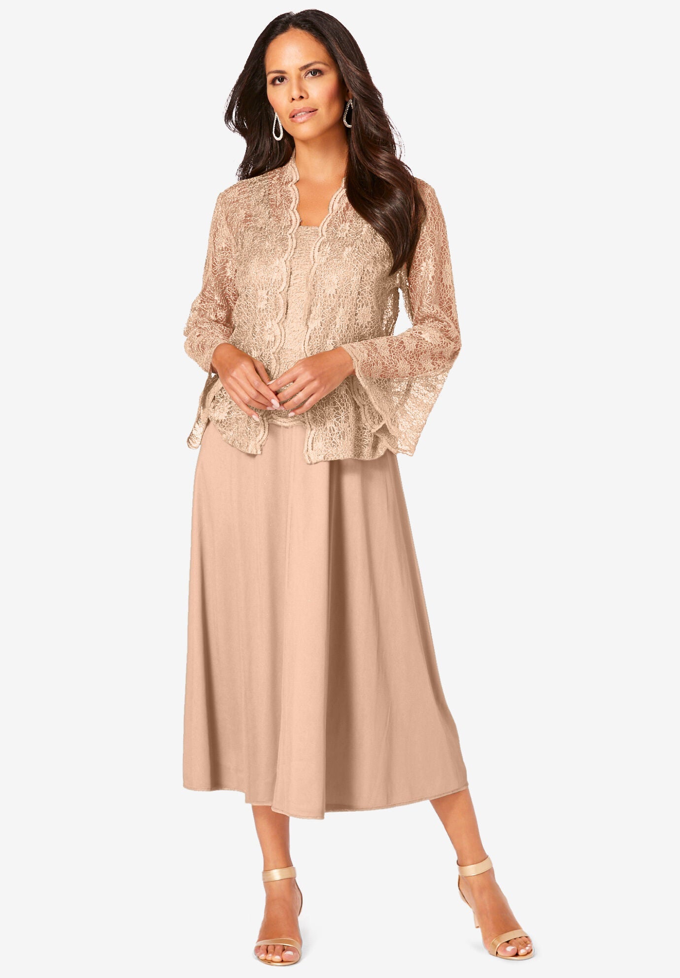 Glitter & Lace Jacket Dress Set | Brylane Home