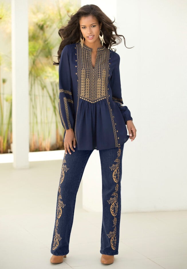 Embroidered Boho Tunic, , alternate image number null