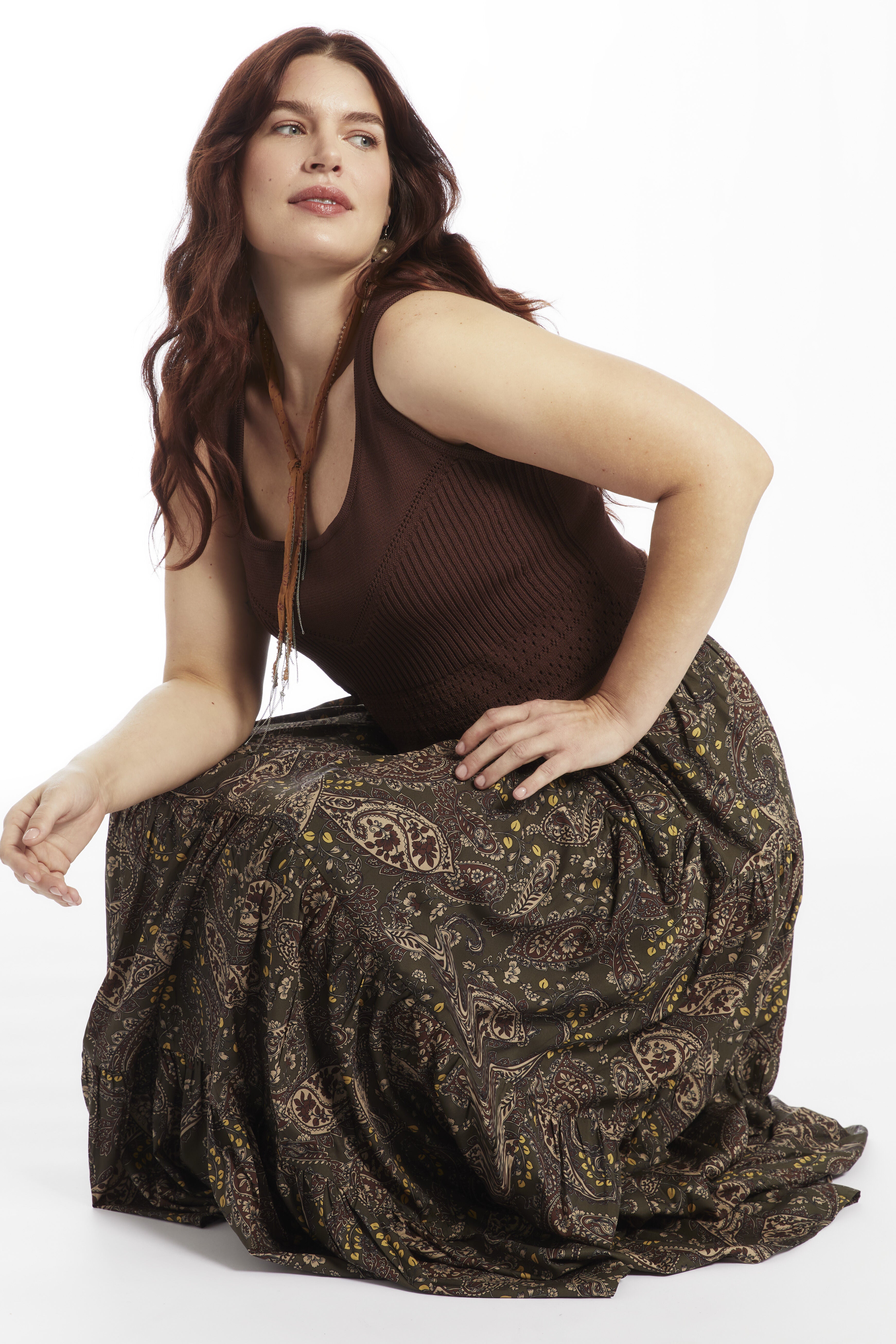 Tiered Midi Skirt, SPRING PAISLEY, on-hover image number 1