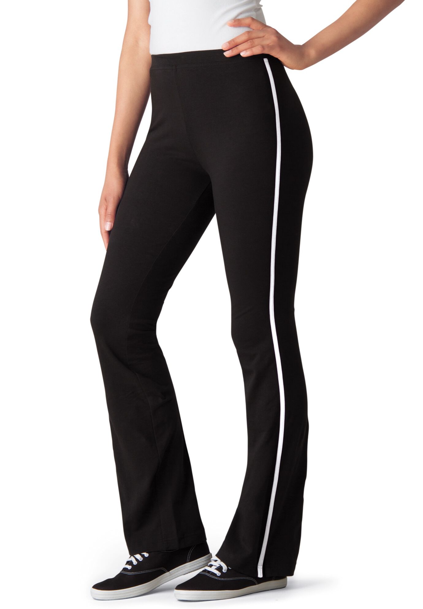Side stripe black pants top