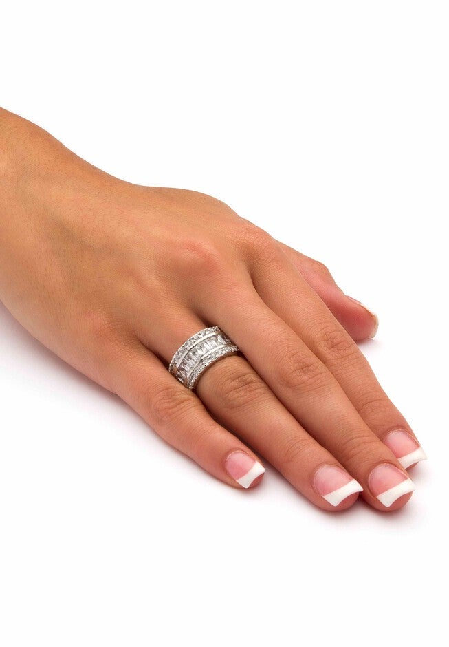 Platinum-Plated Eternity Bridal Ring Cubic Zirconia (9 1/3 cttw TDW), , alternate image number 2