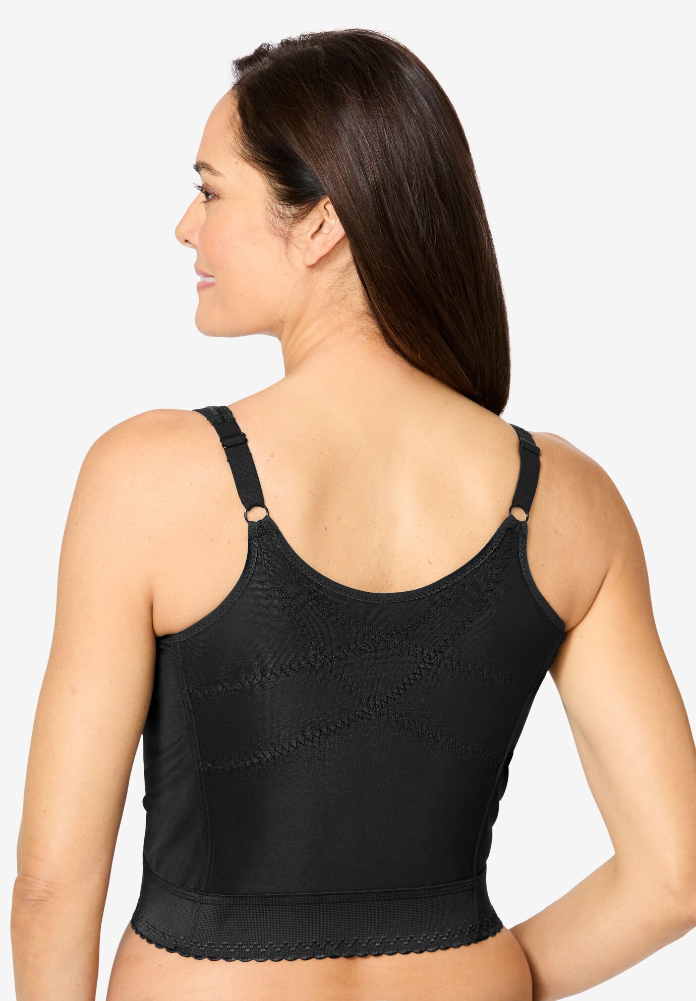 Easy Enhancer&reg; Wireless Longline Posture Bra, BLACK, on-hover image number 1