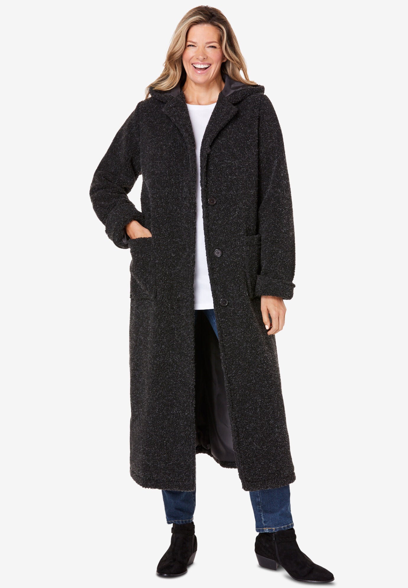 Hooded berber fleece coat sales