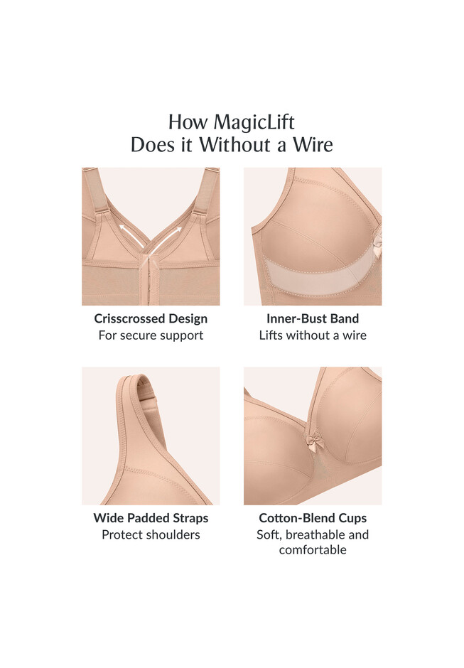 MagicLift Front-Closure Posture Back Bra Cafe Band, 44