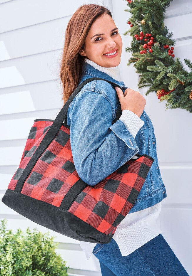 Plaid Canvas Tote, , alternate image number null