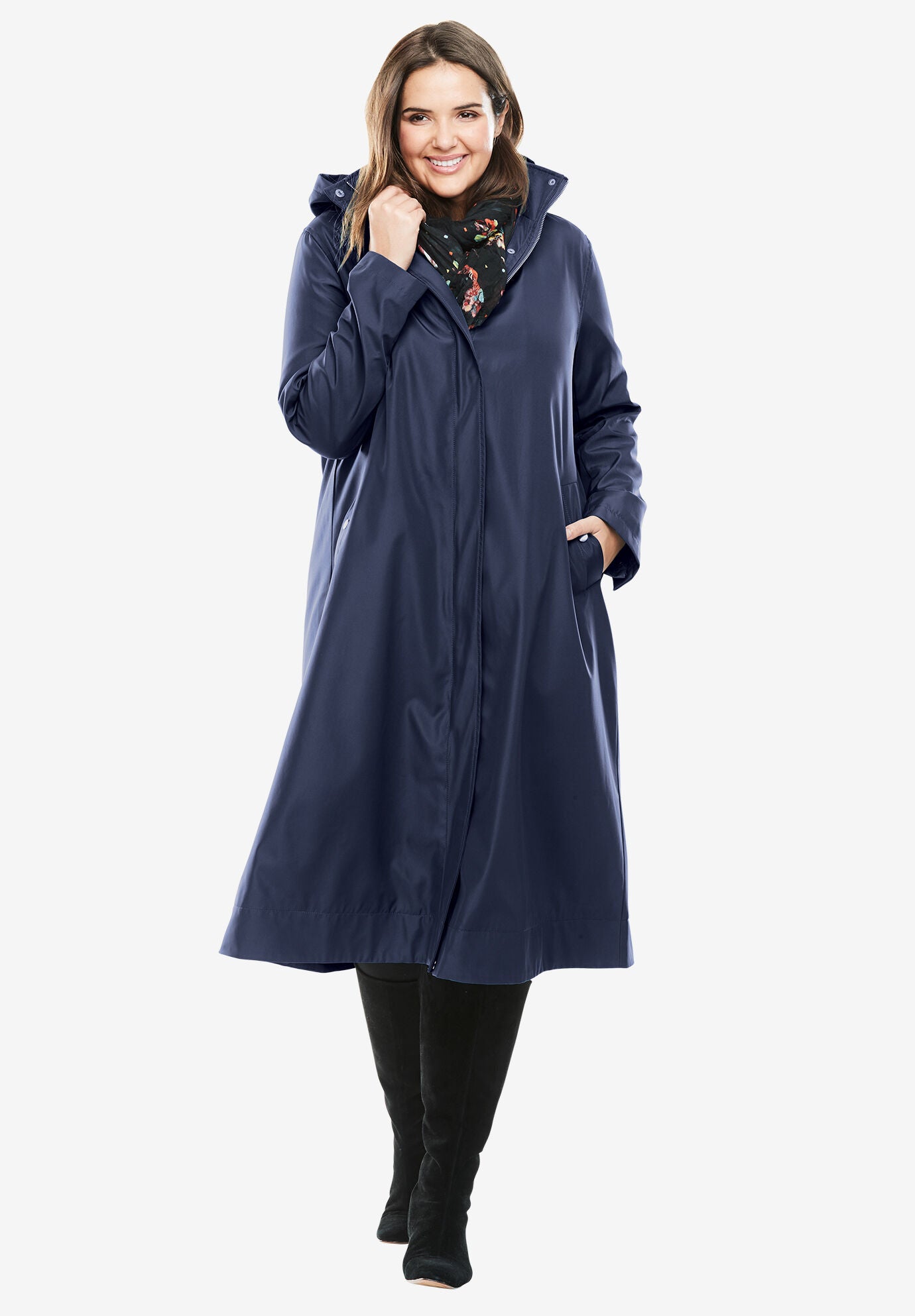 Calf length raincoat discount