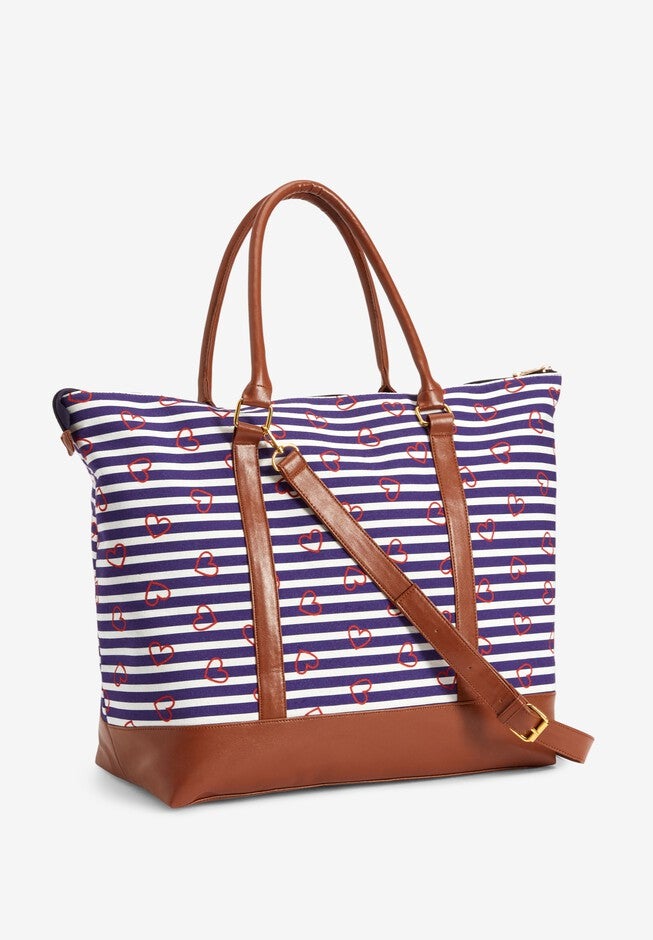 Weekender Tote, NAVY HEART STRIPE, hi-res image number null