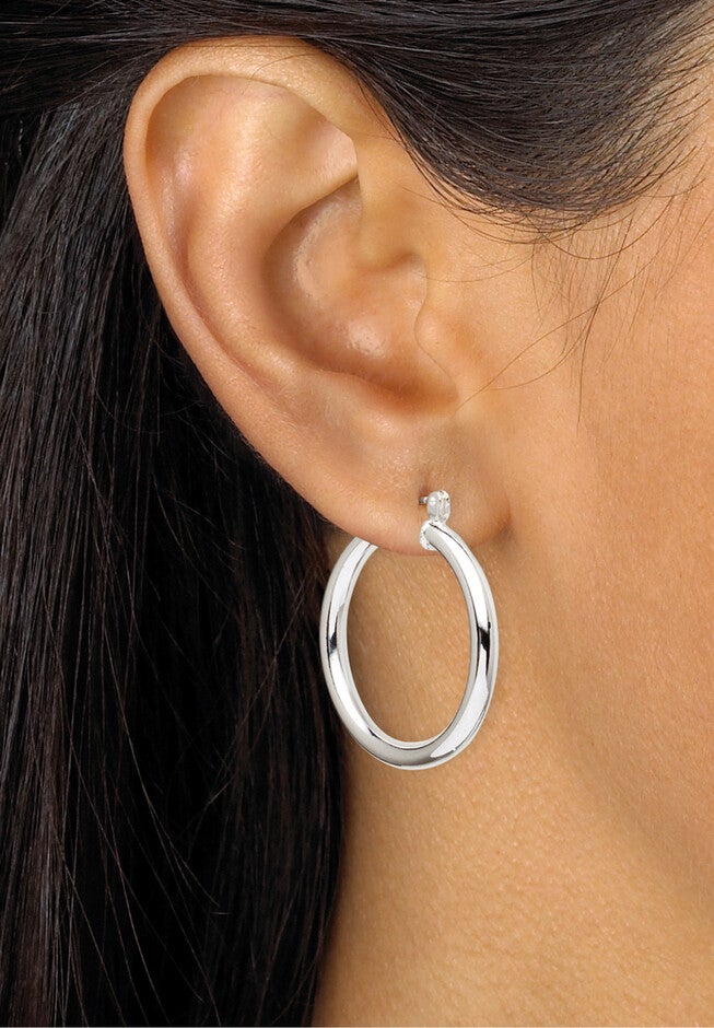 Sterling Silver 3 pair set Hoop Earrings (28mm), , alternate image number null