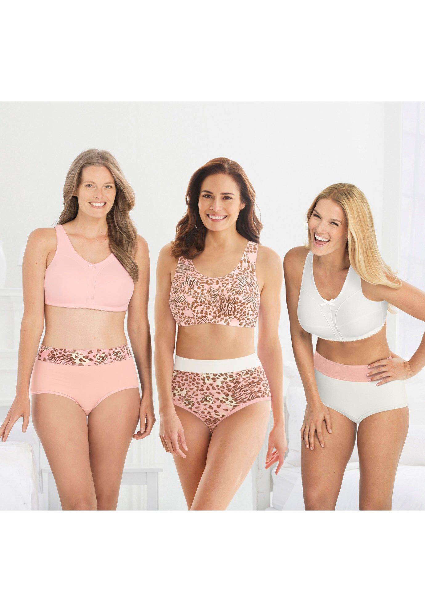 3-Pack Cotton Wireless Bra, ROSE QUARTZ ASSORTED, hi-res image number 0