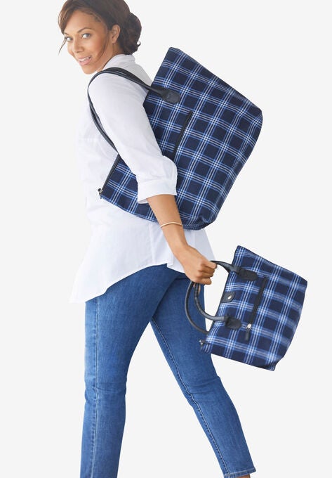 2-Piece Buffalo Plaid Bag Set, NAVY PLAID, hi-res image number null