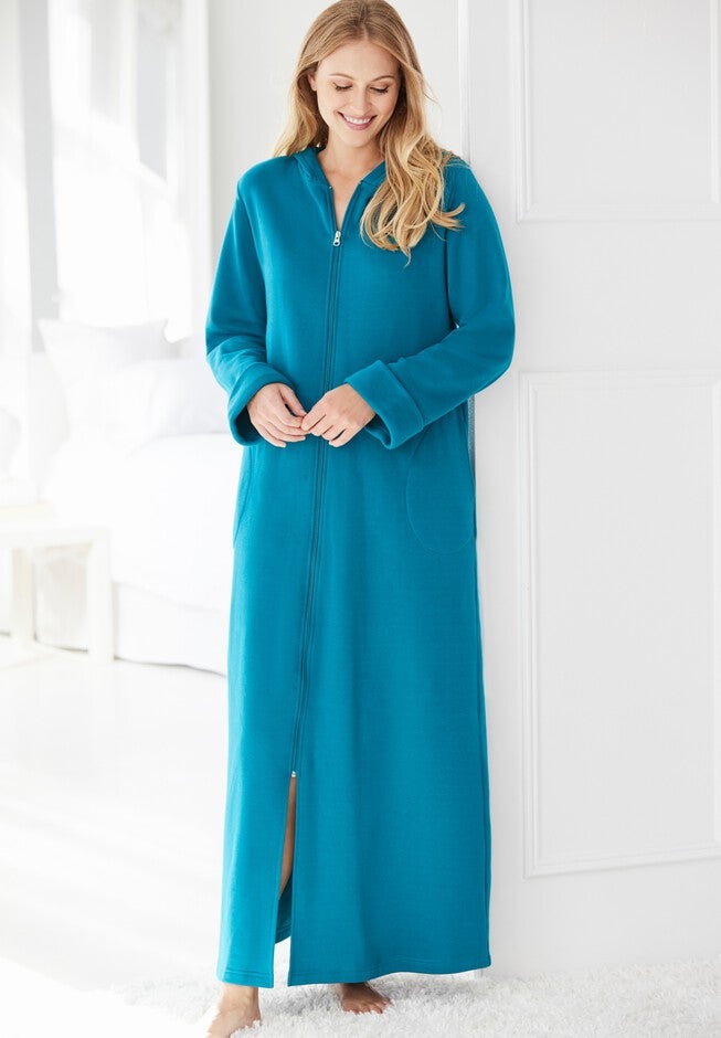 Long Hooded Fleece Sweatshirt Robe, , alternate image number 4