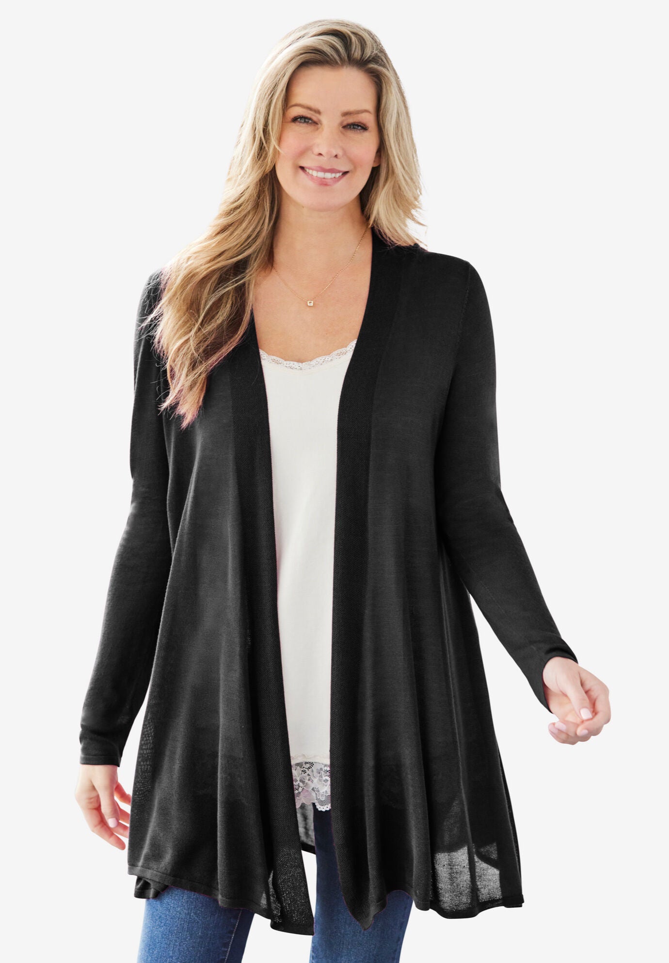 Lightweight Open Front Cardigan Brylane Home