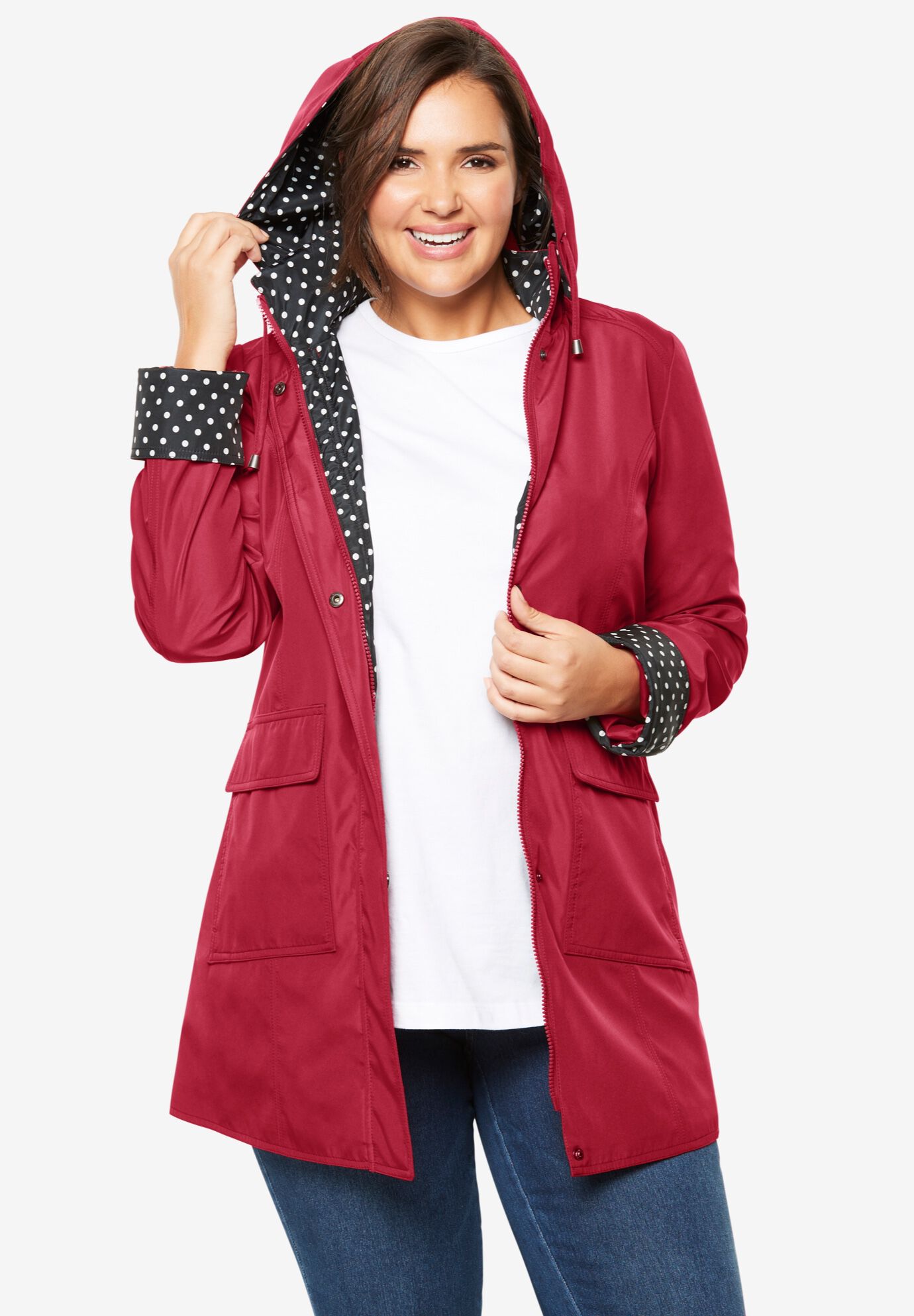 Raincoat in new short length with fun dot trim Brylane Home