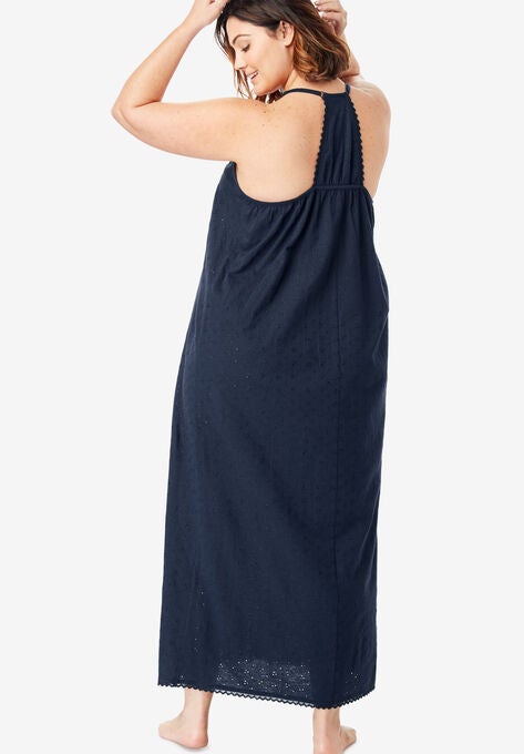Breezy Eyelet Knit Long Nightgown Brylane Home