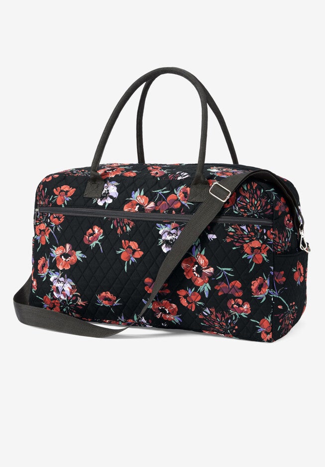 Quilted Bag and Matching Mirror Set, BLACK PAINTERLY FLORAL, on-hover image number null
