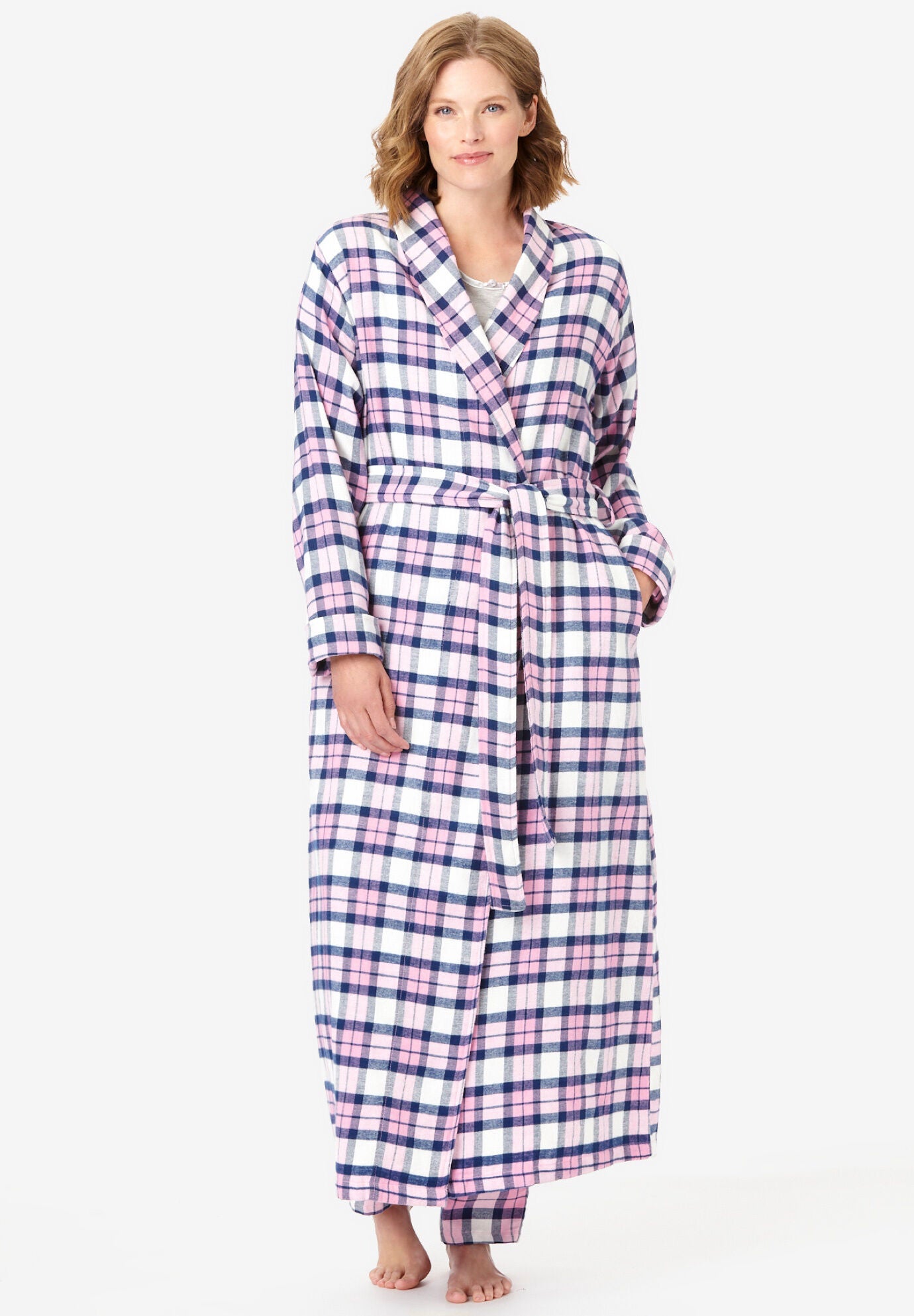 Long Flannel Robe, , alternate image number 3