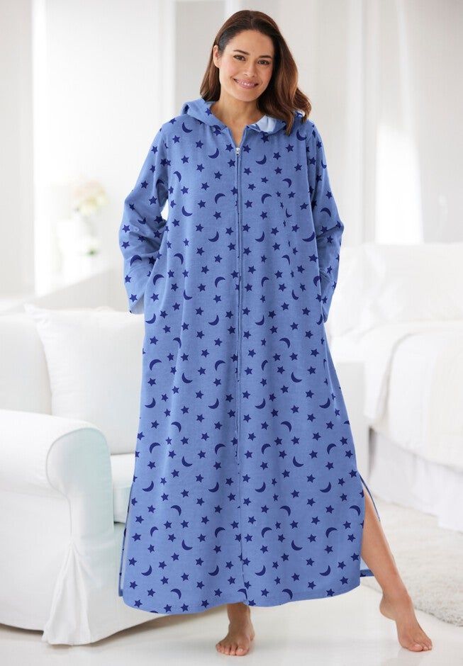 Long Hooded Fleece Sweatshirt Robe, , alternate image number 6