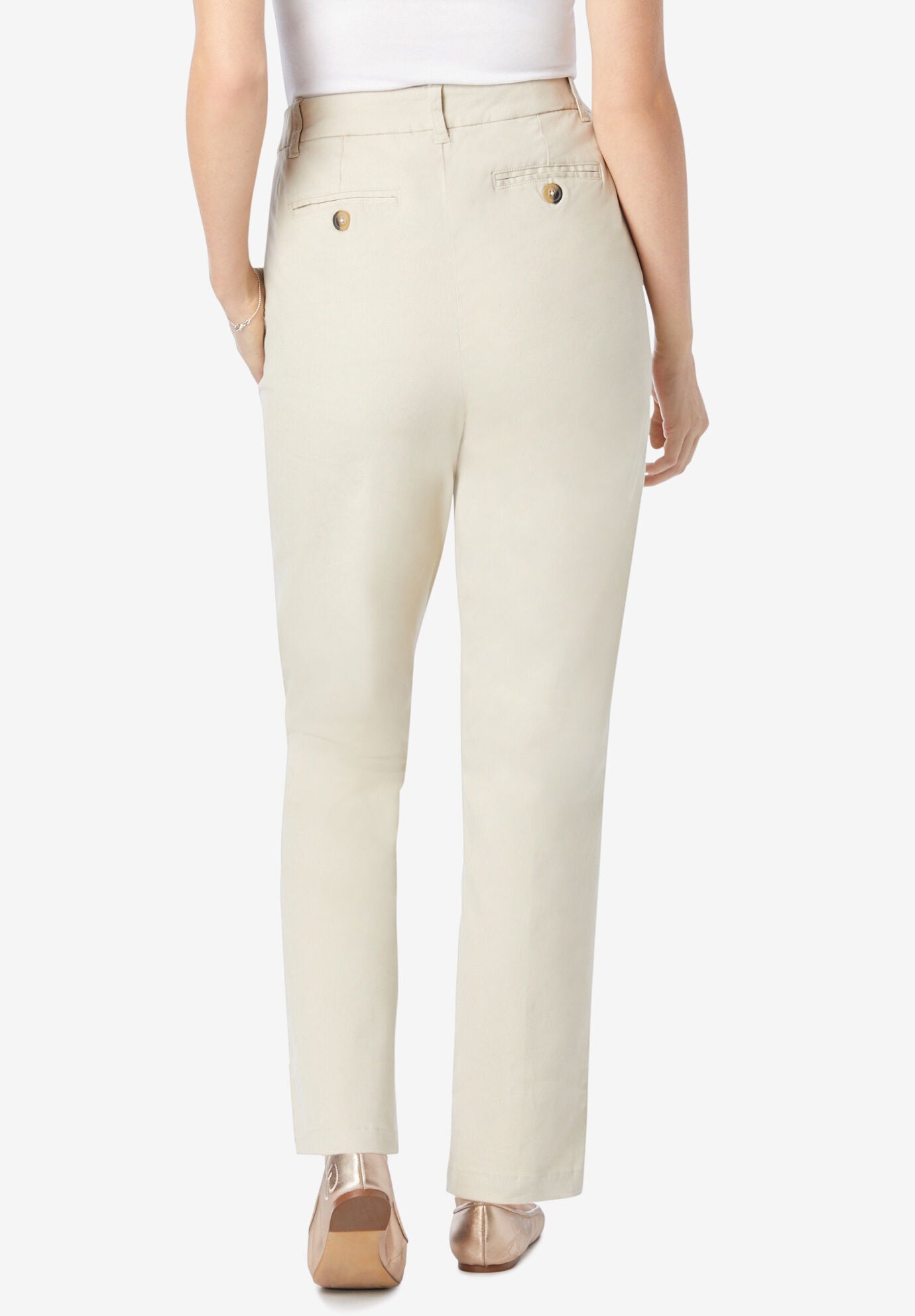 Adjustable Waist Straight-Leg Chino | Brylane Home