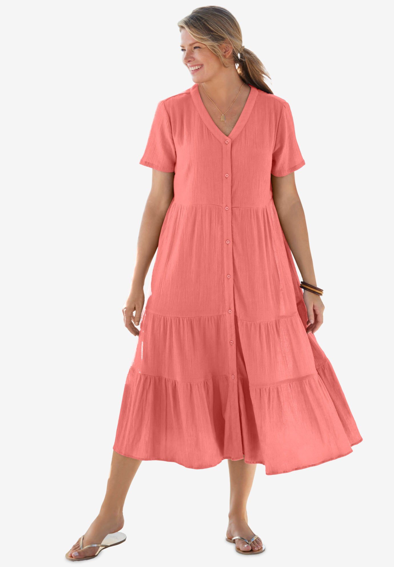 Gauze Tiered Dress | Brylane Home