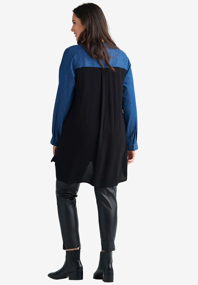 Denim Trim Shirt, , on-hover image number null