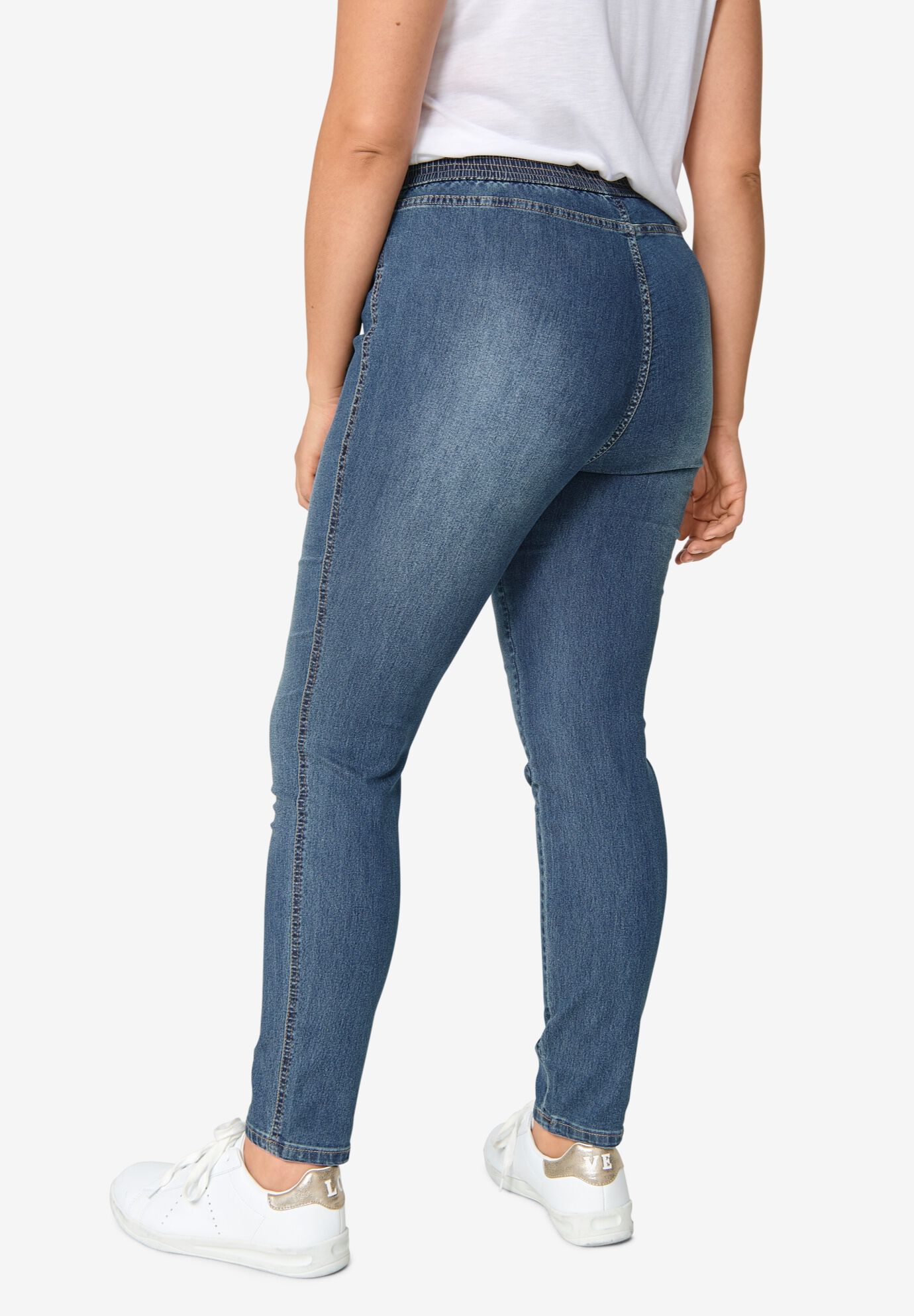 Elastic Waist Denim Jeggings, , on-hover image number 1