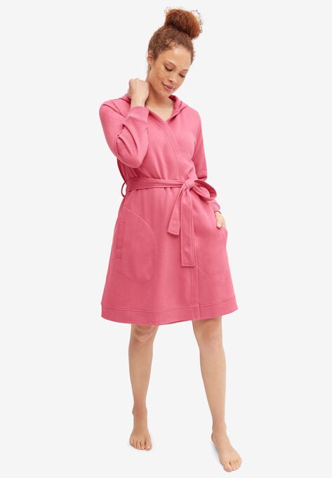 Hooded Fleece Robe, ROSE, hi-res image number null