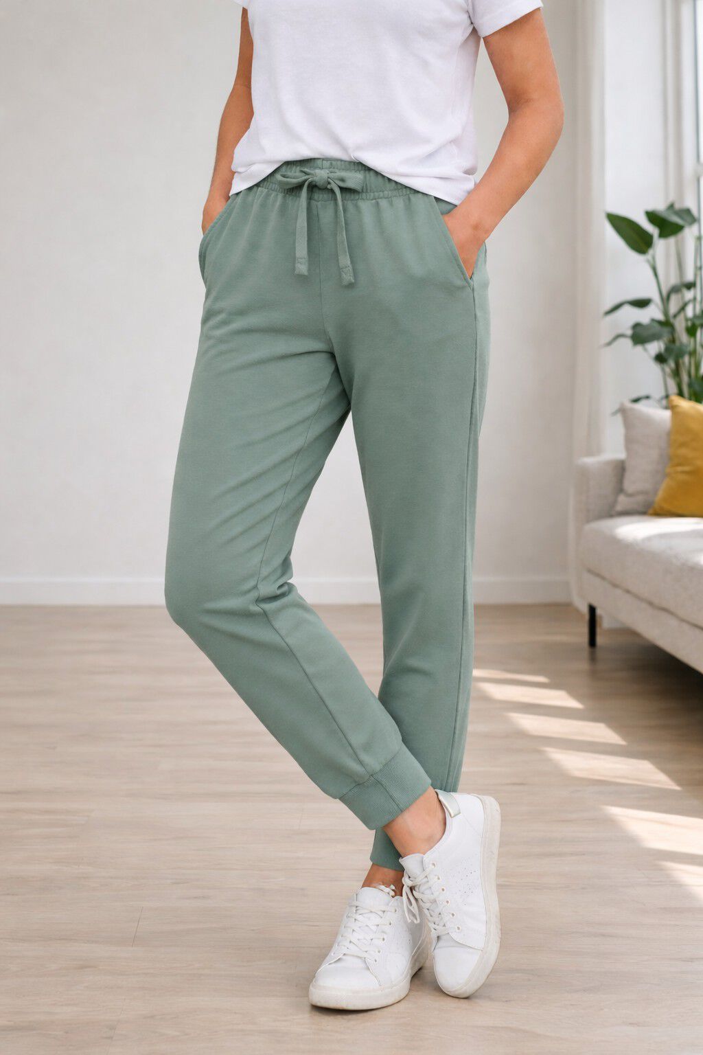French Terry Drawstring Elastic Waistband Jogger