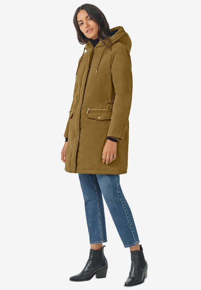 Back Drawstring Modern Parka, , alternate image number 2