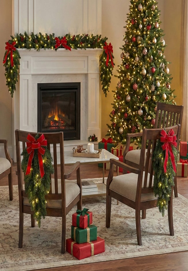 Pre-Lit Swags with Bows, Set of 4 image number 1