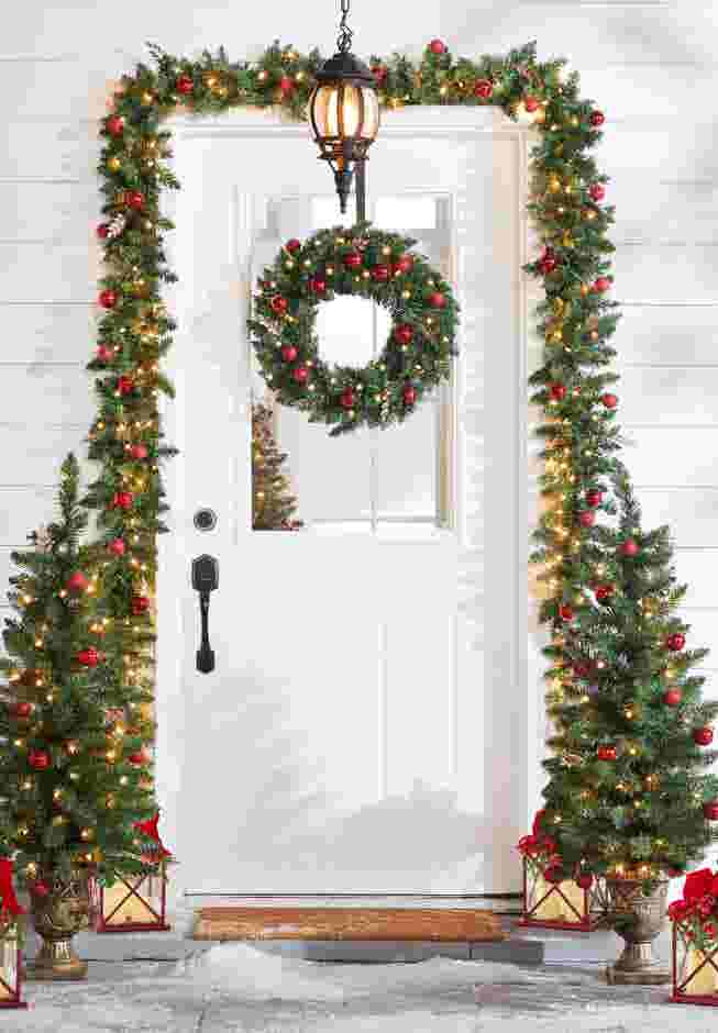 14"H Red Christmas Lantern with LED Candles image number 1