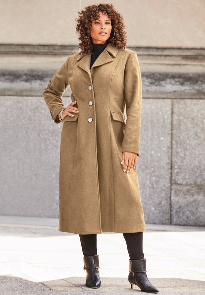 Plus Size Long Tailored Wool Blend Coat image number 6