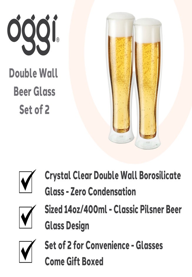 8 oz. Double Wall Beer Glasses, Set of 2 image number 2