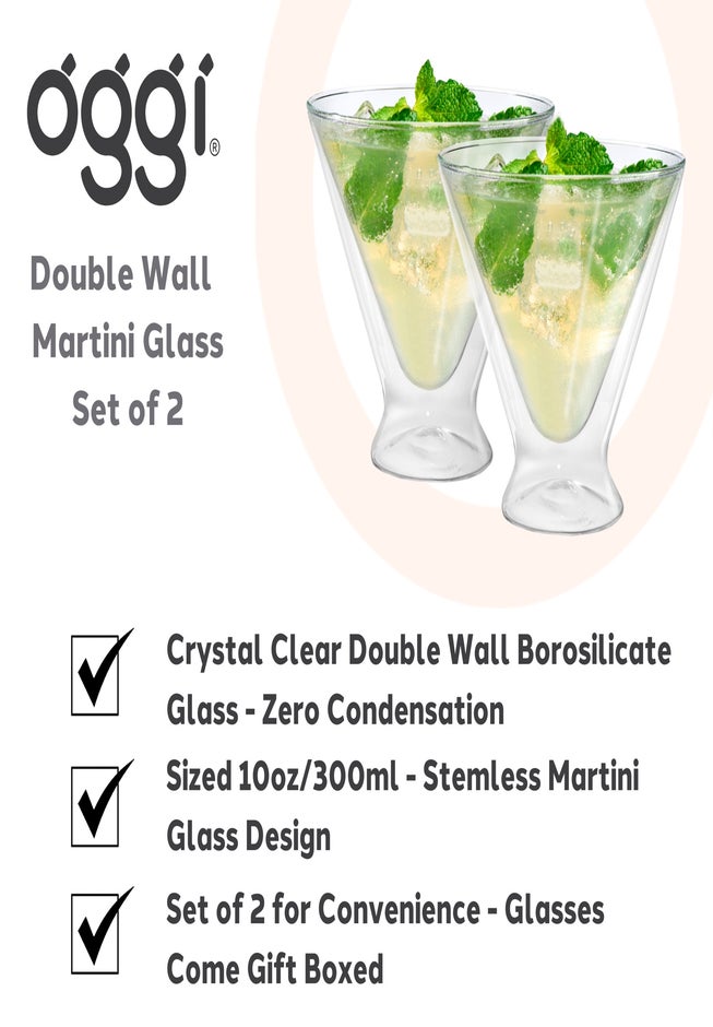 10 oz. Double Wall Martini Glasses, Set of 2 image number 2
