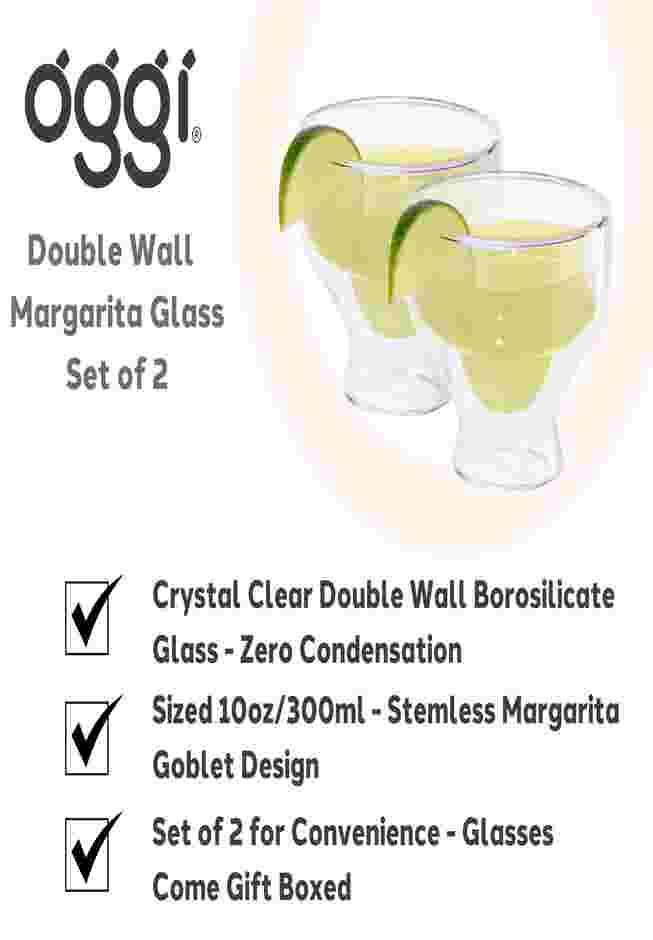 10 oz. Double Wall Margarita Glasses, Set of 2 image number 2