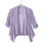 Open Front Pointelle Cardigan Sweater image number null