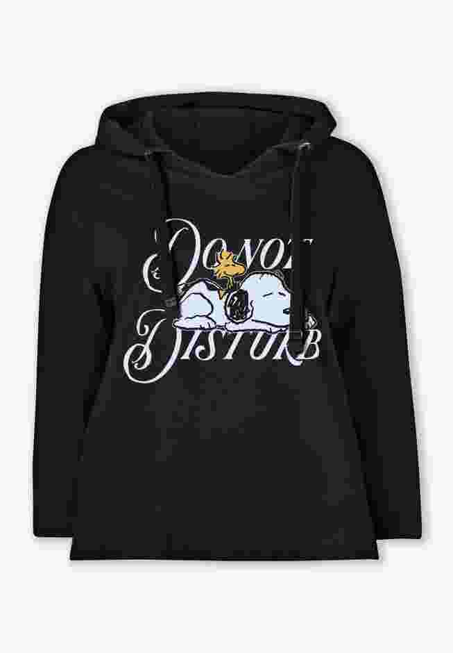 Peanuts Women's Hooded Sweatshirt Black Snoopy image number 1