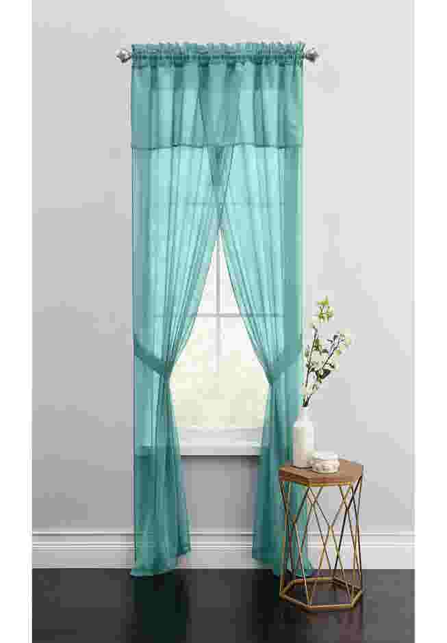 BH Studio Sheer Voile 5-Pc. One-Rod Curtain Set image number 0