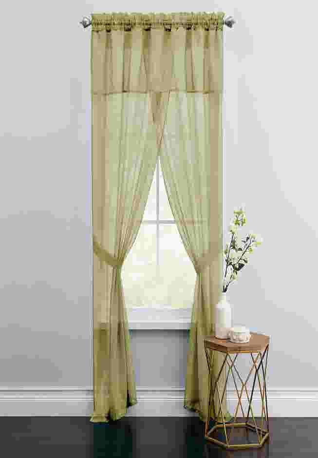 BH Studio Sheer Voile 5-Pc. One-Rod Curtain Set image number 0