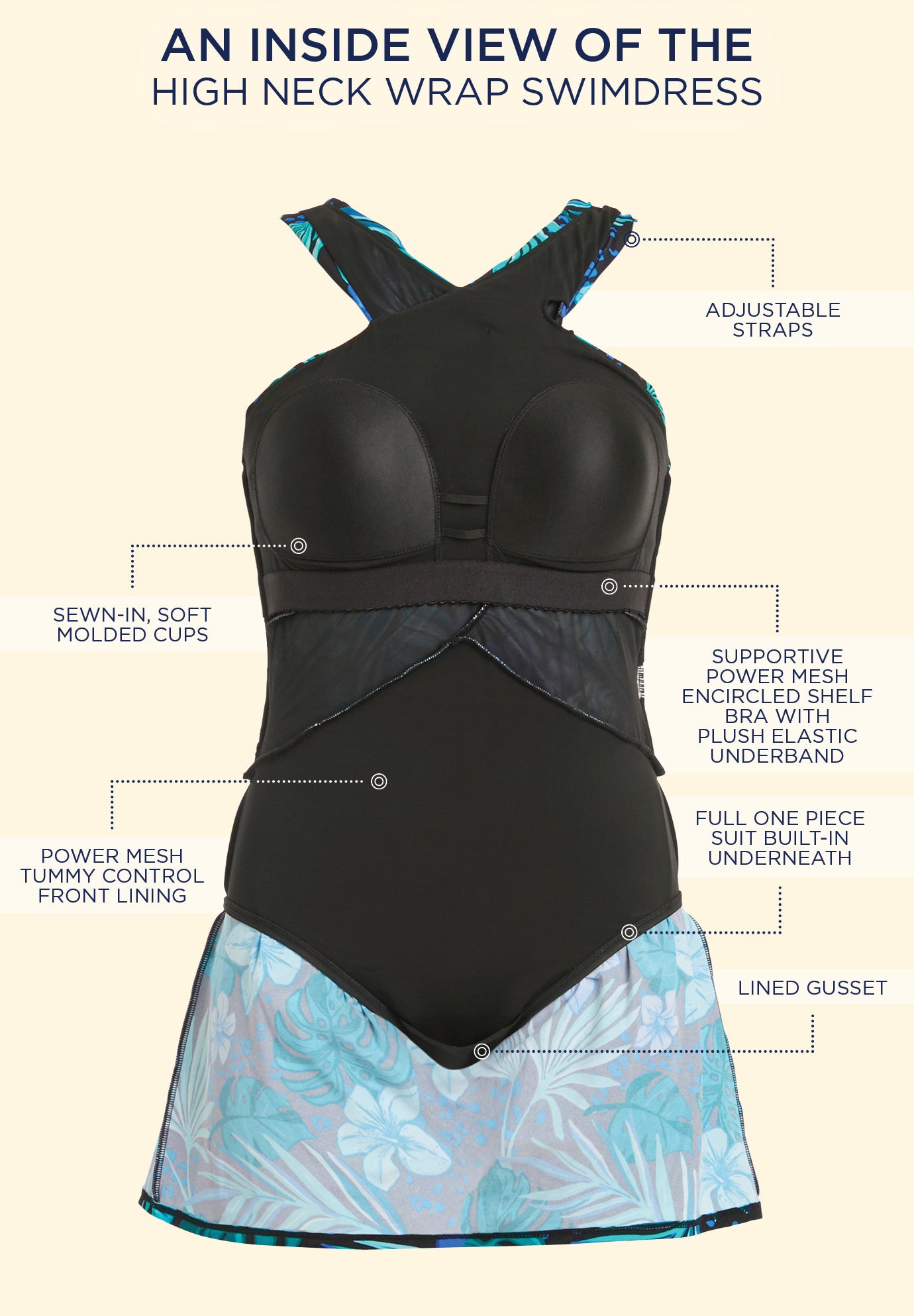 High Neck Wrap Swimdress image number 3