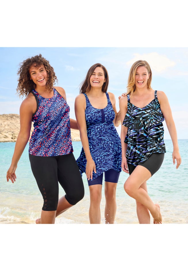 Longer-Length High-Neck Racerback Tankini Top image number 8