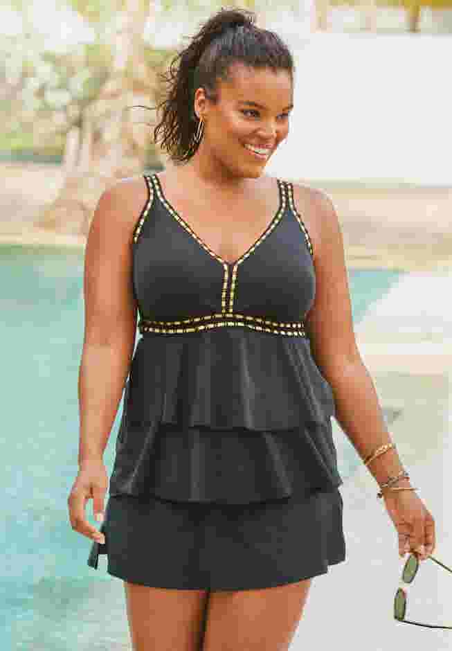 Crochet-Trim Tankini Top image number 0