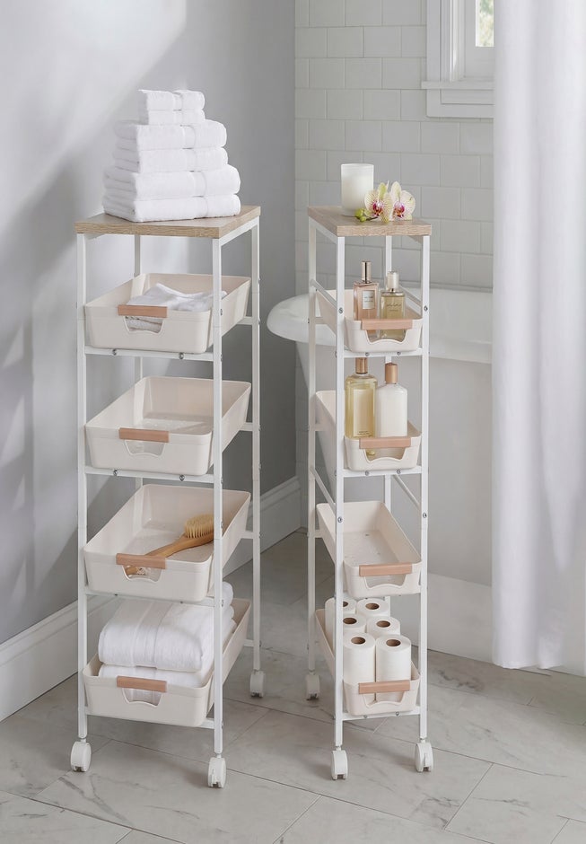 4-Tier Slim Kitchen Cart with Drawers image number 1