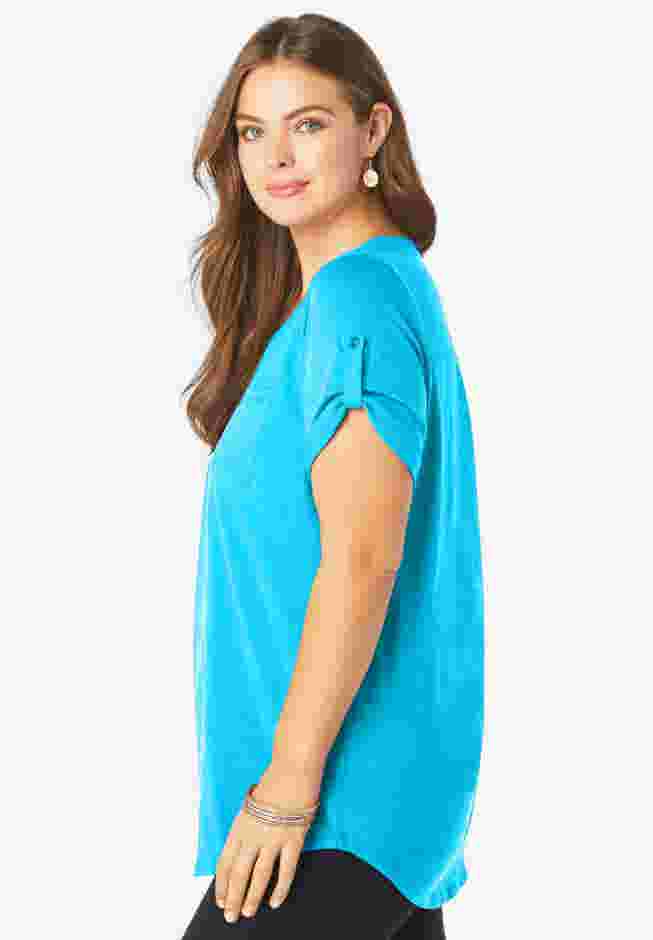 V Neck Boyfriend Textured Tunic image number 2